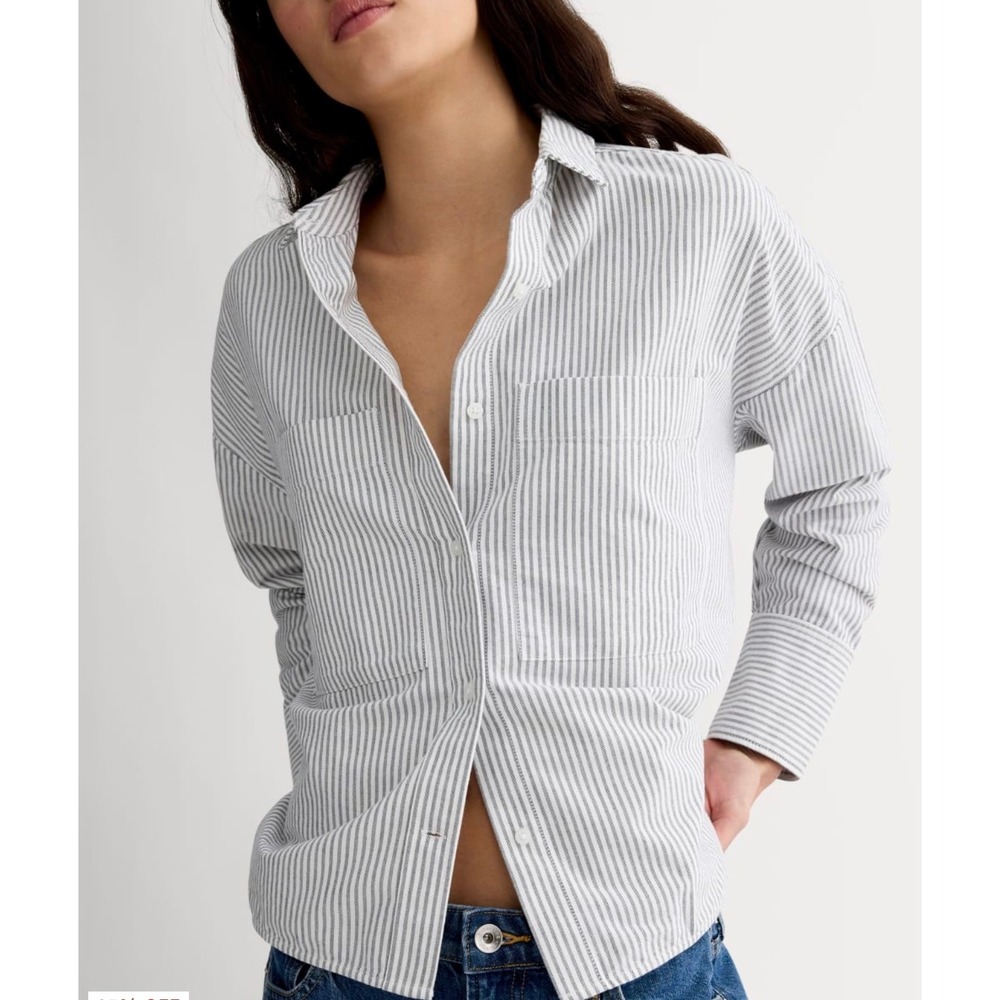 Everlane The Relaxed Oxford Shirt Striped Organic Cotton Button Down M